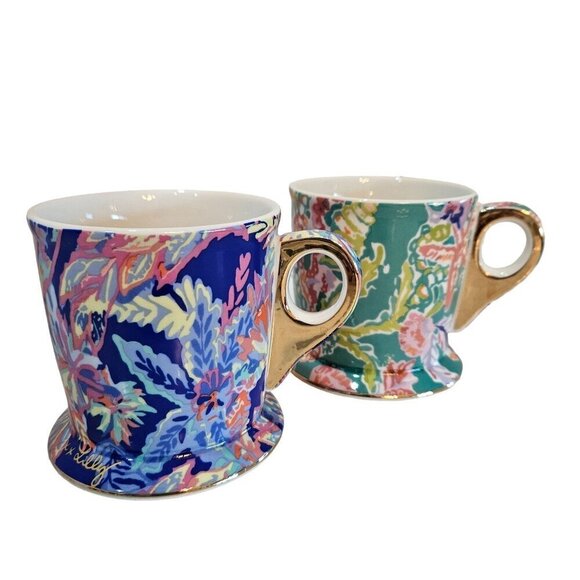 Lilly Pulitzer Ceramic Mug Set Two Gold Handle12 oz Shell Search, Sunset Safari - Picture 12 of 12